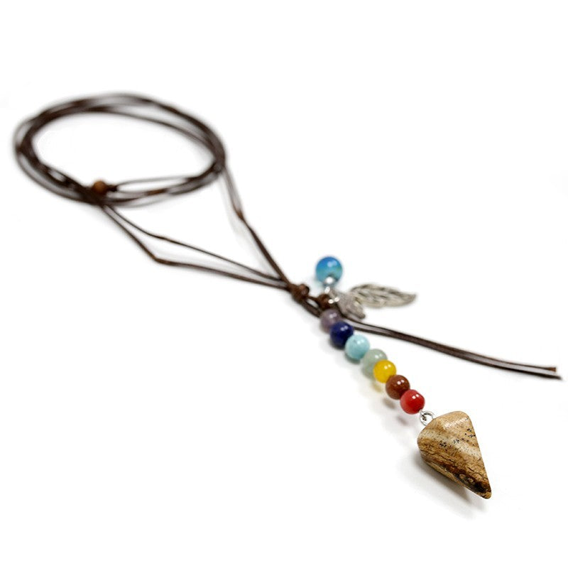 Picasso Jasper Crystal Pendulum Necklace